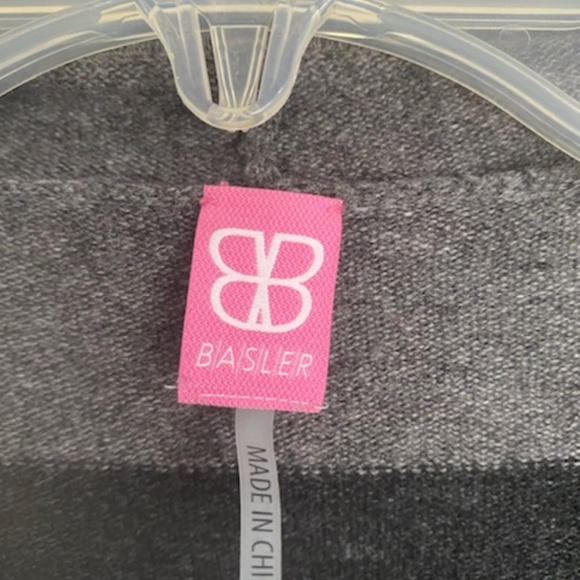 Basler stripe gray black cardigan 42 US 10 Waterfall draped cashmere Angora wool - Picture 3 of 8